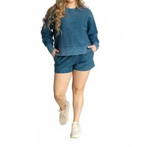 NEW MOON RYDER cropped corded crew neck in navy